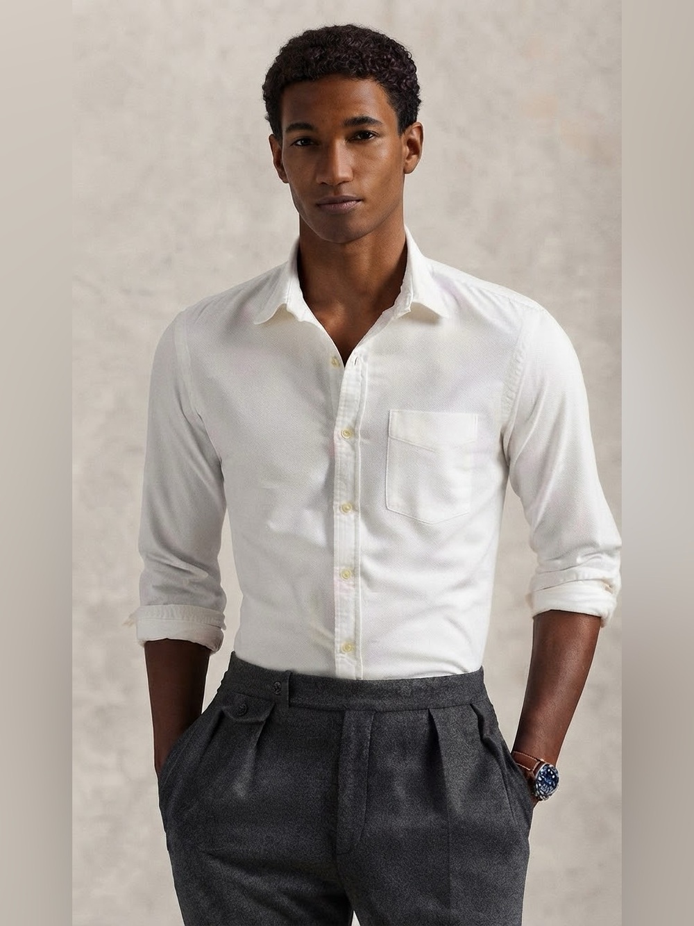 Lauren, Ralph Lauren White Shirt Slim  Fit Button Up Size 16 1/2